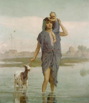 A young mother and a goat